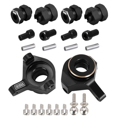 INJORA RC Brass Steering Knuckle and Black Hex Extension kit for Axial Scx24 Upgrades AXI90081 Upgrades Parts 1/24 RC Crawler Car Accessories