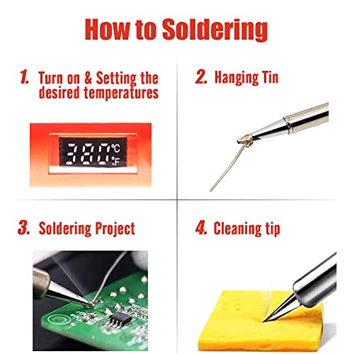Electronic Soldering Iron Kit, 120W Digital Soldering Gun Tools | Portable Easy-play Solder Kit with 5pcs Extra Tips, 50g Solder Wire, Heavy Duty Holder, Cleaning Sponge, Solder Paste - color: Digital 120w 10-in-1