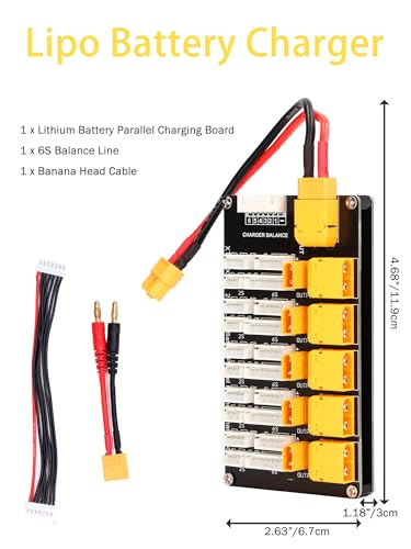 Lipo Battery Charger Board, Lithium Batteries Charging Parallel XT30 XT60 Plug, 2‑6s Balance Charger Board for Imax B6, Q6 Pro, D2 T8