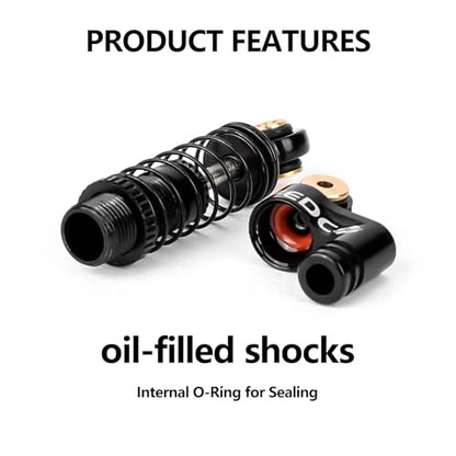 SCX24 Shocks 32MM Oil-Filled Shocks For Axial SCX24 Upgrades | CNC Aluminum Threaded Shock Absorber For 1/24 RC Crawlers - color: Black