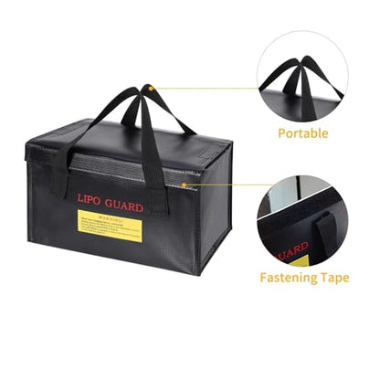 SpeedyFPV Portable Lipo Battery Safety Bag Guard Fireproof Fiberglass Charging Bag (10.25 x 5 x 6 Inches) - style: 10.25 X 5 X 6 Inches