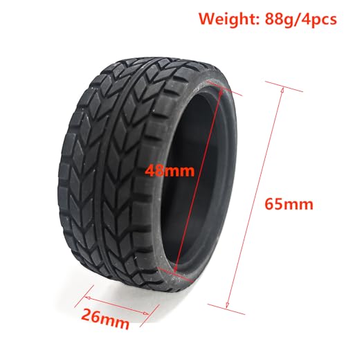 Set of 4 Rubber Tires Compatible with 1/10 Traxxas Tamiya HPI HSP RC Vehicle Tires TT02 TT01 RS4 Road Racing Touring Car (Color H) - color: Color H
