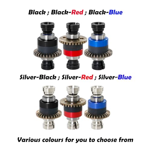 Assembled Differential 30T 0.8Mod for ARRMA 1/18 Granite GROM, Typhon GROM, 1/14 Mojave GROM, 1/12 Losi AWD RC Racecar, RC Front & Rear Universal Upgraded Metal Differential 2Pcs (Black/Red) - color: Black-red