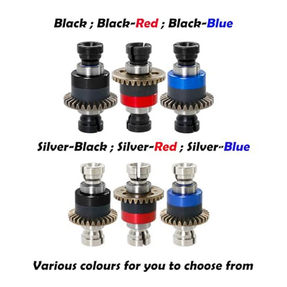Assembled Differential 30T 0.8Mod for ARRMA 1/18 Granite GROM, Typhon GROM, 1/14 Mojave GROM, 1/12 Losi AWD RC Racecar, RC Front & Rear Universal Upgraded Metal Differential 2Pcs (Black/Red) - color: Black-red