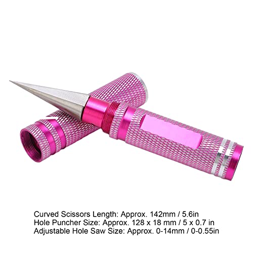 RC Curved Scissors and Hole Puncher Kit, Aluminum Alloy Body Reamer for RC Car Drone Shell Trimming, 014mm Adjustable Cutter with Ergonomic Grip (Pink) - color: Pink
