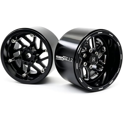 2.2 Beadlock Wheels 4-Pack For 1/10 RC Crawler SCX10 TRX4 Capra | -11mm negative offset,40mm wide aluminum wheel black color rims with 12mm hex hub,for 1/10 RC crawler vehicles Upgrades - color: Black