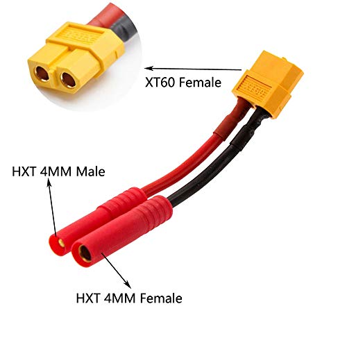 2pcs XT60 Plug Female Connector to HXT 4MM 4.0MM Bullet Male Female Connector Banana Plug Conversion Adapter Wire Cable for RC