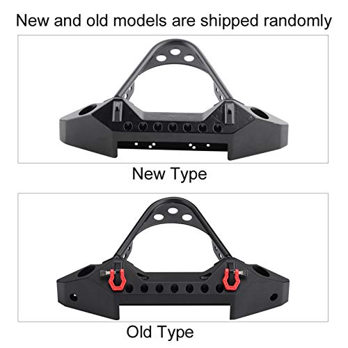 RC Front Bumper, Metal Front Bumper with 2 LED Lights for TRX4 1/10 Scale RC Crawler Car(Black)