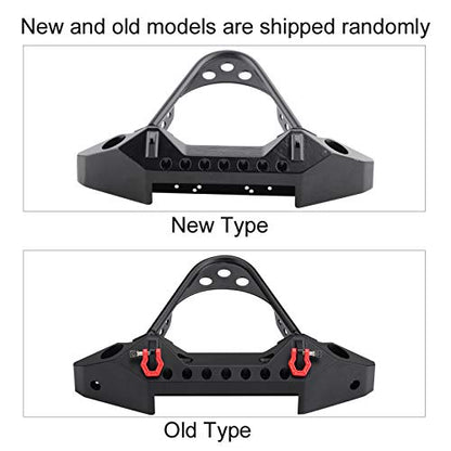 RC Front Bumper, Metal Front Bumper with 2 LED Lights for TRX4 1/10 Scale RC Crawler Car(Black)