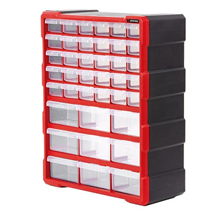 Small Parts Organizer for Hardware & Screws | 39 Removable Bins with Dividers | Wall Mount or Desktop Craft & Lego Storage Cabinet | 19” x 15” x 6” BX08-4013 - style: 39 Drawers