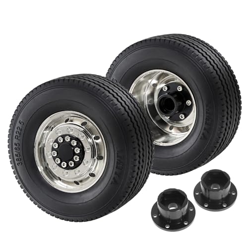 1/14 RC Front and Rear Tractor Truck Tires Steel Alloy Wheels (Front) - color: Front