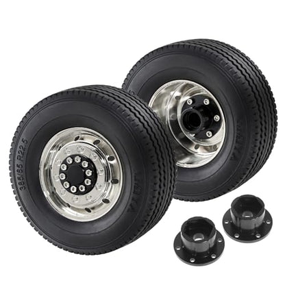 1/14 RC Front and Rear Tractor Truck Tires Steel Alloy Wheels (Front) - color: Front