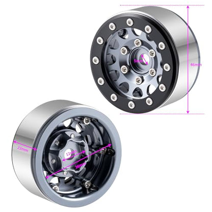 Aluminium 1.55" RC Beadlock Wheel Hub Rims for AXIAL UTB18 D90 TF2 CC01 AX90069 MST JIMNY 1/10 RC Crawler Trail Truck Car Upgrade Parts (Titanium) - color: Titanium