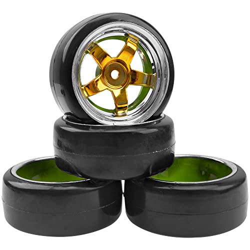 5-Spoke Hard Plastic Wheel Rims & Plastic Tires 12mm Hex & 1/10 RC Drift Tire Hard Plastic Tires & 12mm Hex Hub Wheel Rims