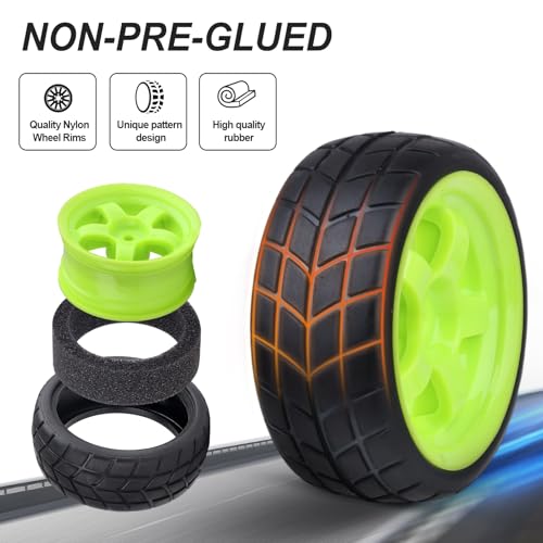 Hobbypark 4pcs-Pack 26mm Width RC Rubber Tires Plastic Wheel Rims 12mm Hub Mount for Redcat HSP 1:10th On Road Car Touring