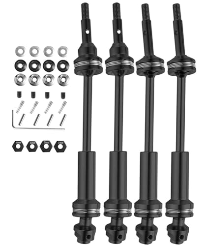 RC Stainless Steel Drive Shaft CVD Upgrades Part for 1/10 Slash VXL 4X4,Rustler/Stampede/Hoss VXL 4X4 4WD,4PCS Front Rear #45 Axles with Hex,Black - style: Black for 1/10 4wd