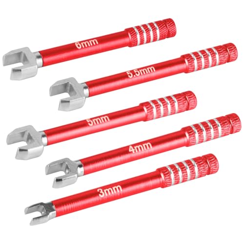 RC 3/4/5/5.5/6MM Turnbuckle Wrench Spanner for RC Crawler Car,Medium Carbon Steel Links Wrench,Multi-Function Turnbuckle Nut Ball Joint Remover RC Repair Tool,(5Pcs Red) - color: Red - (3/4/5/5.5/6mm Turnbuckle Wrench)