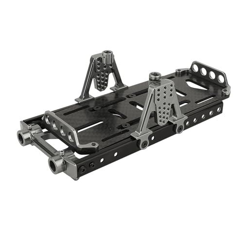Metal Chassis Frame Kit Extended Rails with Shock Towers Battery Mount Bumper Mount Chassis Brace 4x4 Upgrade to SCX10 6x6 for 1/10 RC Crawler Axial SCX10 Modified Part (Titanium) - color: Titanium