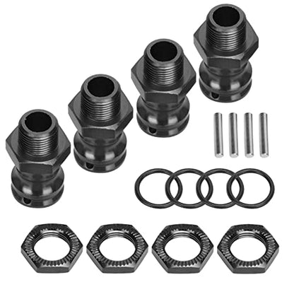 4pcs Aluminum Alloy 17mm Hex to 23mm Wheel Extension Adapter, RC Car Wheel Spacer for 1/8 Scale, Durable Lightweight Hub Extender with Precise Fit for Off - Road Racing (Black) - color: Black