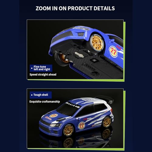 GoolRC RC Drift Car, 1/24 Scale Remote Control Car, 4WD RC Rally Car, 2.4GHz High Speed Electric Racing Vehicle with LED Lights and Drifting Tires for Adults (Blue) - color: Blue