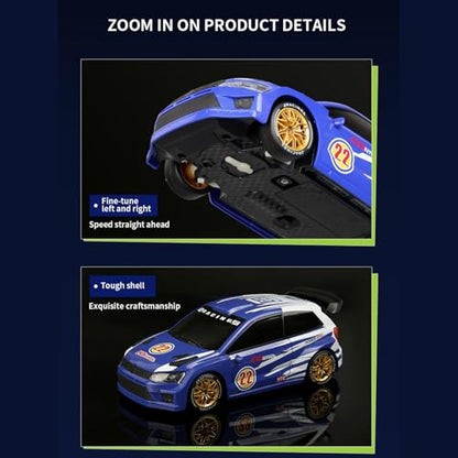 GoolRC RC Drift Car, 1/24 Scale Remote Control Car, 4WD RC Rally Car, 2.4GHz High Speed Electric Racing Vehicle with LED Lights and Drifting Tires for Adults (Blue) - color: Blue
