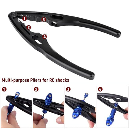 Metal RC Shock Absorber Pliers Shocks Rod Ball Clamp Multi-Function RC Tool for 1/24 1/18 1/16 1/12 1/10 1/8 RC Car Crawler Truck Models