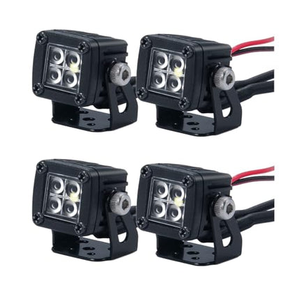 RC Car LED Lights Headlights Headlamp Square Lens Spotlight 4PCS Compatible with 1/10 RC Crawler Car TRX4 TRX6 Axial SCX10 90046 RR10 D90 Upgrades Parts (A-4 Holes) - color: A-4 Holes