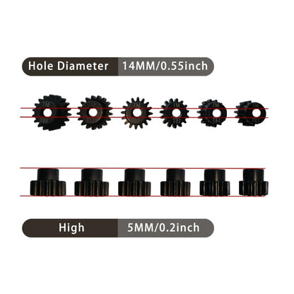 6-Pack，Mod 1 Pinion Gears Set - 13T 14T 15T 16T 17T 18T Hardened Steel, 5mm Shaft Hole, RC Car Motor Gears Upgrade Kit with Screws & Hex Wrench