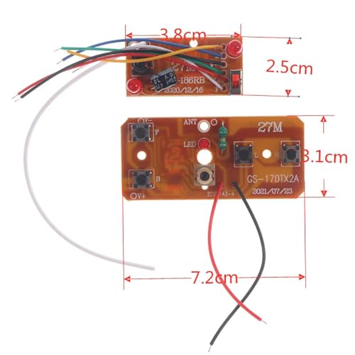 2Pcs 27mhz Four-Way Remote Control Board Two-Way RC Transmitter and Receiver Toy Car Robot Model Accessories,DIY Toys Projects Four-Way Remote Control Remote and App Controlled Vehicles Accessories