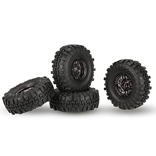 Goolsky 4Pcs AUSTAR AX-4020C 1.9 Inch 110mm 1/10 Rock Crawler Tires with Beadlock Wheel Rim for D90 SCX10 AXIAL RC4WD TF2 RC Car