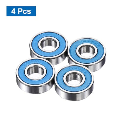 uxcell 4 Pcs 695-2RS Deep Groove Micro Bearing, 5x13x4mm Double Rubber Sealed Chrome Steel Small Bearings (ABEC5, Z4 Low Noise) - size: 695-2RS