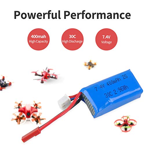 400mAh 2S 7.4V 30C LiPo Battery with JST Plug for Micro FPV Racing Drone | Crazepony 2PCS 2S Lipo Battery Pack for Quadcopter