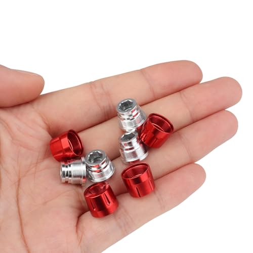 HobbyPark 1.9/2.2 Beadlock Wheel Nuts Locknuts – Aluminum Locking Nuts for 1/10 RC Crawler Car, Fits for TRX4 SCX10 SCX10 II III AXI Capra Redcat Gen8 Gen7 RC4WD & More (Red) - color: Red