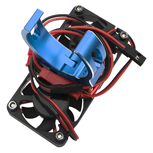 4985 1717 Brushless Motor Heat Sink Dual Cooling Fan Motor Heatsink Compatible with 1/5 Traxxas X-Maxx Arrma RC Car (Blue) - color: Blue
