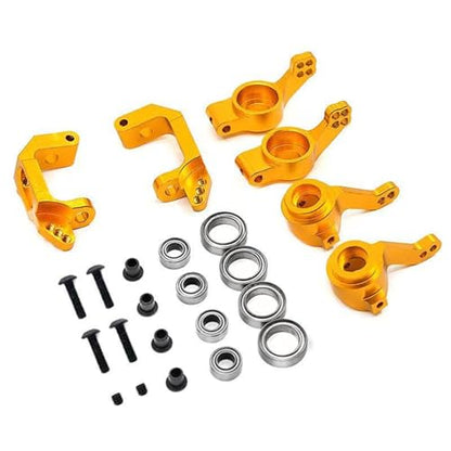 Aluminum RC Steering Knuckle Hub Upgrade Parts Kits 102210 102010 102011 102212 102012 Part Compatible with HSP Redcat Racing Lightning Volcano EPX Monster 1/10 RC Model Car Truck (Gold) - color: Gold