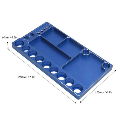 RiToEasysports RC Screwdriver Tool Storage Rack Magnetic Screw Tray Aluminum Alloy with 4pcs Magnetic Pads for RC Cars Airplanes Helicopters Repair (Blue) - color: Blue