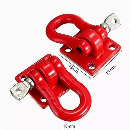 2 Sets Metal Climbing Trailer Tow Hook RC Decorations Accessories for 1/10 Crawler Car Axial SCX10 D90 D110 TRX4 TRX6 Redcat Hop-Up Parts(Red) - size: CC01R