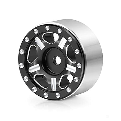 RC-Hub 4Pcs Aluminum Alloy 1.0" Micro Beadlock Wheels for 1/24 Axial SCX24 90081 RC Crawler Car (Black) - color: Black