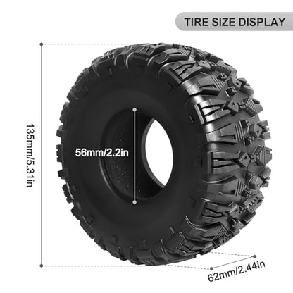 2.2 Crawler Tires with Foam Inserts fit1/10 Scale Rock Crawler Car, Height 5.31 inch (135mm) Compatible with Traxxas TRX4 Axial SCX10 II III Redcat Gen 8