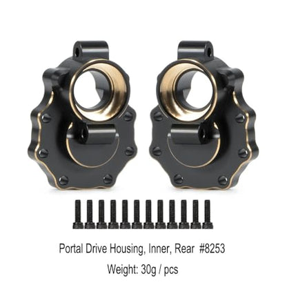 TRX4 Brass Counter Weight Black Coating Front Rear Portal Axle Housing Set Portal Cover Kit for 1/10 RC Crawler TRX6 TRX-4 Bronco Defender Upgrade Parts (Front Rear Kit B)