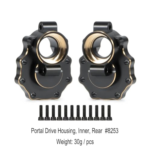 TRX4 Brass Counter Weight Black Coating Front Rear Portal Axle Housing Set Portal Cover Kit for 1/10 RC Crawler TRX6 TRX-4 Bronco Defender Upgrade Parts (Front Rear Kit B)