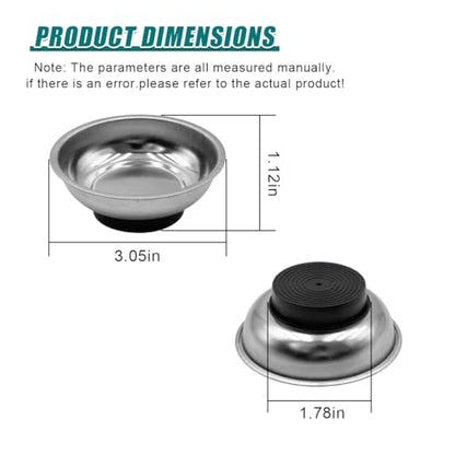 Magnetic Parts Tray, 3" Round Stainless Steel Storage Bowl for Mechanics, Universal Magnetic Tray Holder Organizer Tool for Screw, Socket, Pin, Bolt (3IN) - size: 3IN