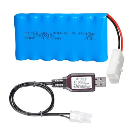 1 Pcs 8.4v 1400mah Ni-Cd Rechargable Battery Tamiya Plug KET-2P with 1 x USB Cable for RC Car RC Truck Tank