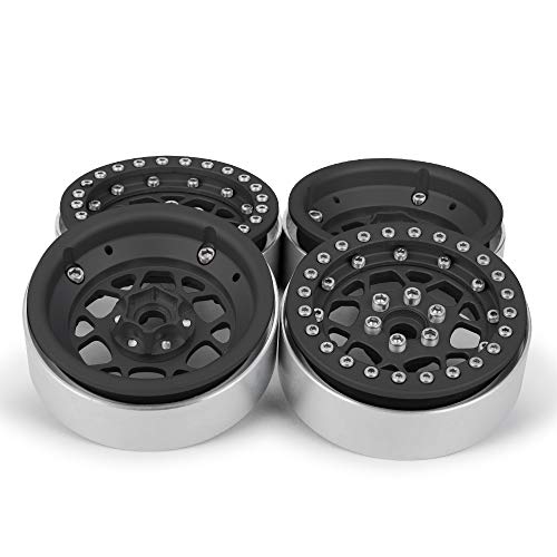 4PCS 1.9" Beadlock Wheels Rims Set, Matte Black | Aluminum Alloy, Upgrade Parts, For 1/10 Axial SCX10 CC01 D90 TRX4, RC Crawler Car - color: Matte Black