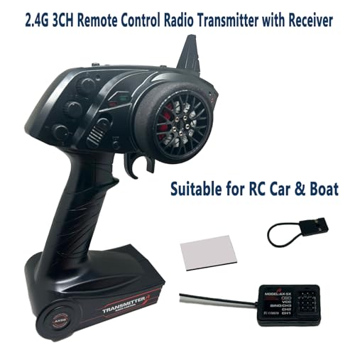 2.4G 3CH Remote Control Radio Transmitter with Receiver for 1/10 1/8 RC Car RC Boat