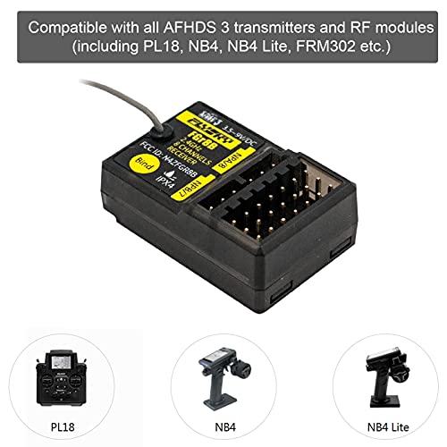 Flysky FGR8B Receiver, 2.4GHz 8CH Remote Control Receiver PWM/PPM/i-Bus Output Compatible with AFHDS 3 Transmitters and RF Modules PL18/ NB4 /NB4 Lite/ FRM302 (FS-FGR8B Receiver) - style: FS-FGR8B Receiver