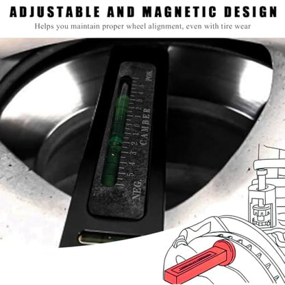 KVAEY Adjustable Magnetic Gauge Tool, Camber Caster Strut Wheel Hub Alignment Gauge Tool for Tire Repair, Universal Magnetic Gauge Wheel Alignment Tool for Most Car Truck RV (Black) - color: Black