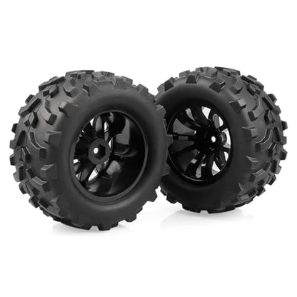 AIMROCK Pre-Glued RC 2.8 Wheels and Tires Set 12mm Hex Wheel for 1/10 Traxxas Stampede Hoss 2WD 4x4 Redcat Volcano RC Monster Truck, 4-Pack