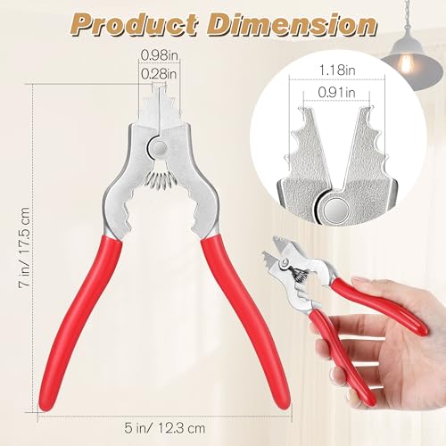 1 Pcs Chain Pliers, 7 Inch Fixture Link Pliers, Malleable Iron Chain Pincers, Opener Closer Remover Pincers, Light Link Tool with Rubber Grip for Chandelier Shackle Light Fixture Accessories, Red