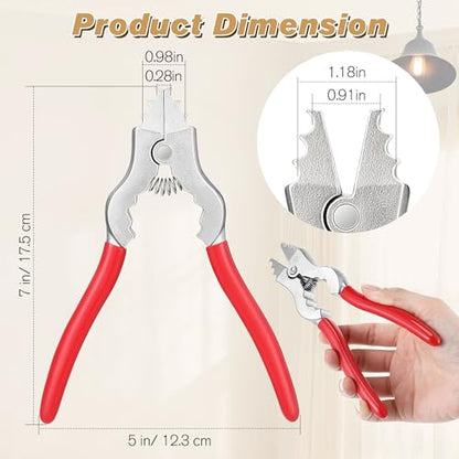1 Pcs Chain Pliers, 7 Inch Fixture Link Pliers, Malleable Iron Chain Pincers, Opener Closer Remover Pincers, Light Link Tool with Rubber Grip for Chandelier Shackle Light Fixture Accessories, Red